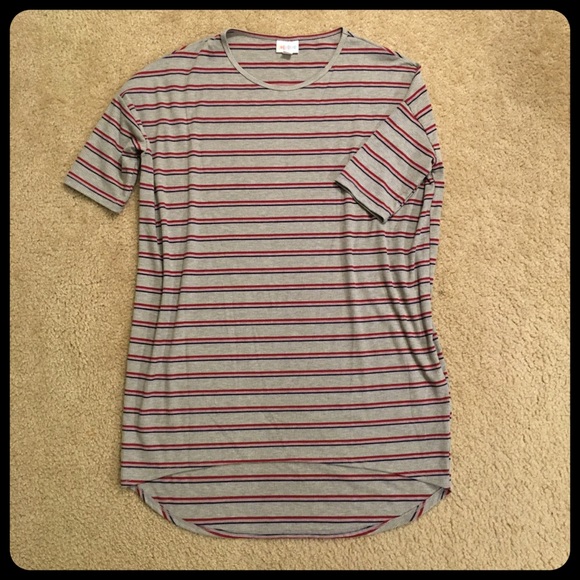 LuLaRoe Striped Irma Tunic Top navy and red - Picture 1 of 3